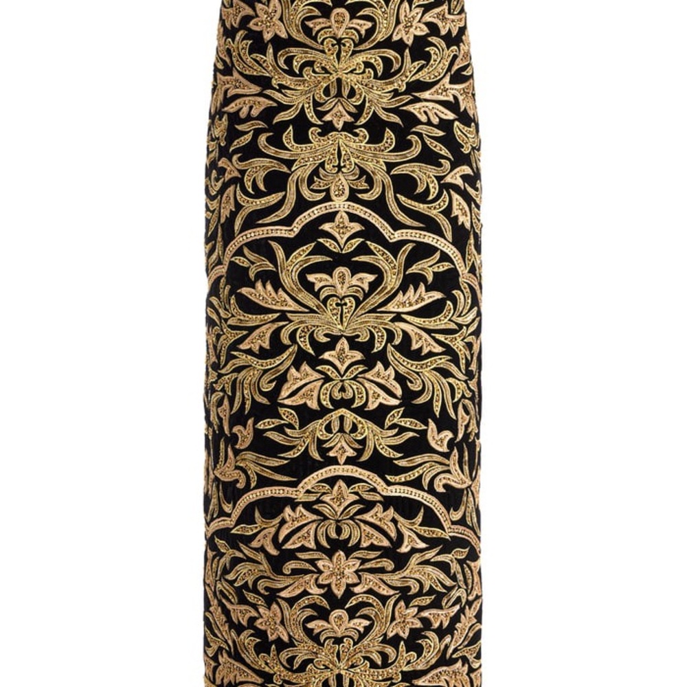Alice + Olivia Gold Tan Embellished Maxi Pencil Skirt